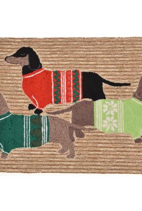 Liora Manne Frontporch Holiday Hounds Neutral Collection