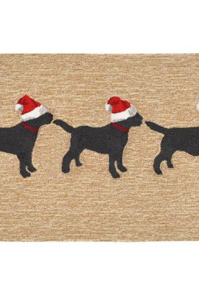 Liora Manne Frontporch 3 Dogs Christmas Neutral Collection