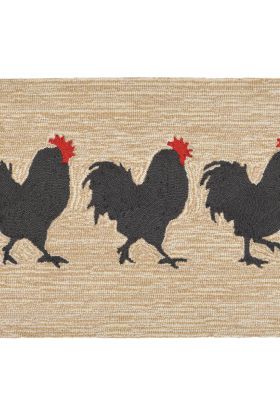 Liora Manne Frontporch Roosters Neutral Collection