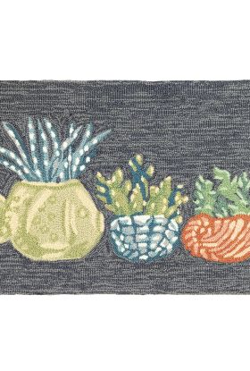 Liora Manne Frontporch Happy Plant Navy Collection