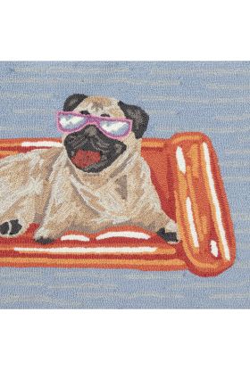 Liora Manne Frontporch Pool Party Pug Blue Collection