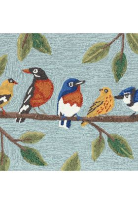 Liora Manne Frontporch Birds On  A Branch Blue Collection