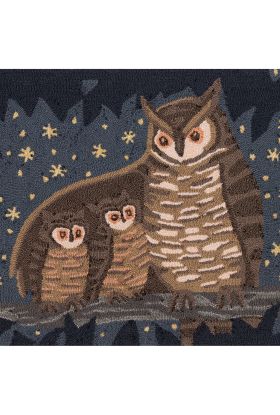 Liora Manne Frontporch Owl Family Midnight Collection