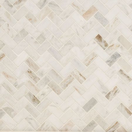 MSI Arabescato Venato White Herringbone Tile