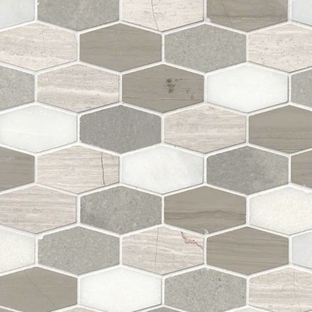 MSI Specialty Shapes Wall Tile Elongated Hexagon Mosaic Tile Bellagio Blend