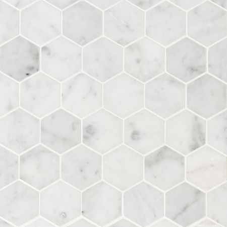 MSI Carrara White Honed 2" Hexagon Mosaic Tile