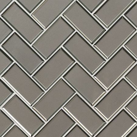 MSI Bevollo Glass Tile Herringbone 8mm Champagne Bevel