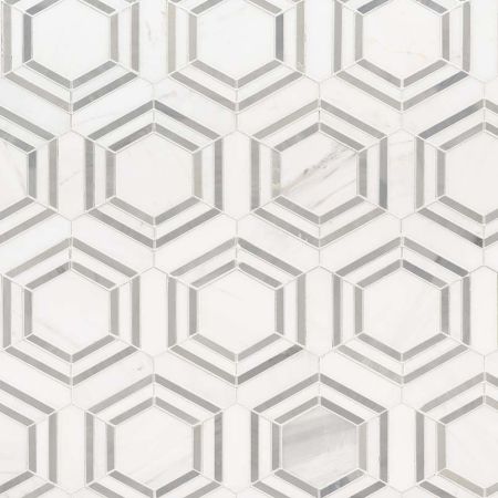 MSI Geometric Pattern Polished Marble Tile Georama Grigio