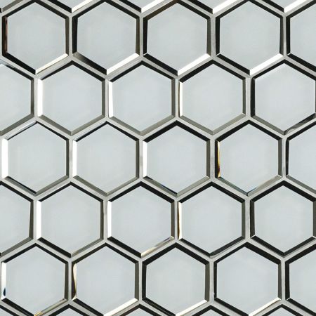 MSI Bevollo Glass Tile 3" Hexagon Mosaic Tile Ice Beveled