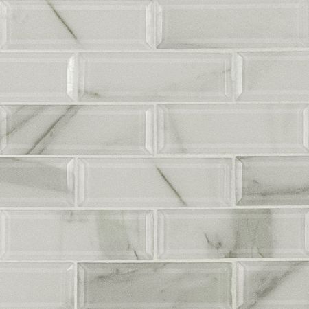 MSI Bevollo Glass Tile Beveled Subway Tile Ivory Amber