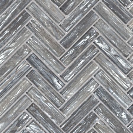 MSI Glass Tile Herringbone Tile Shimmering Silver