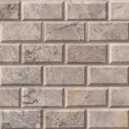 MSI Subway Tile Splitface Wall Tile Silver Travertine