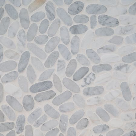 MSI Carrara White Pebbles Mosaic Sliced Carrara White