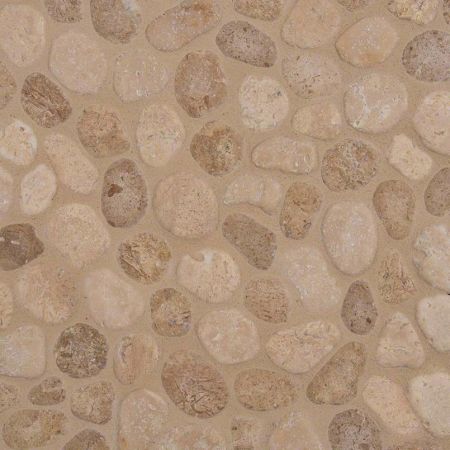 MSI Rio Lago Pebble Mosaic Blend Tile Travertine Pebbles