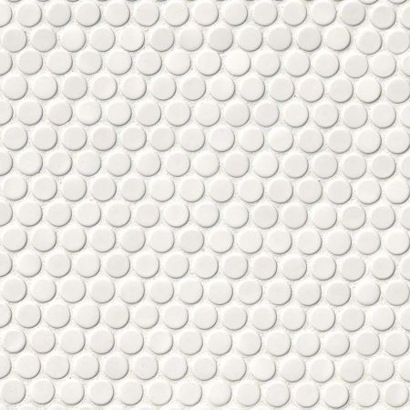 MSI Domino Penny Round Mosaic White Glossy