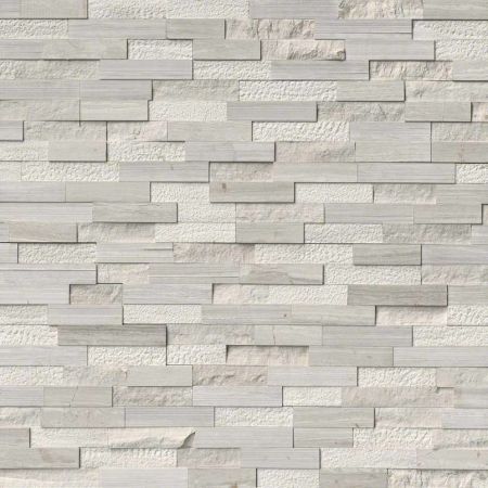 MSI Rockmount Stacked Stone Panels Marble Pencil Moulding White Oak