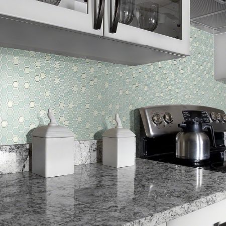 Shaw Floors Ceramic Solutions Molten Hexagon Glass Platinum