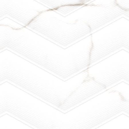 Emser Sculpture White Chevron 13" X 36"