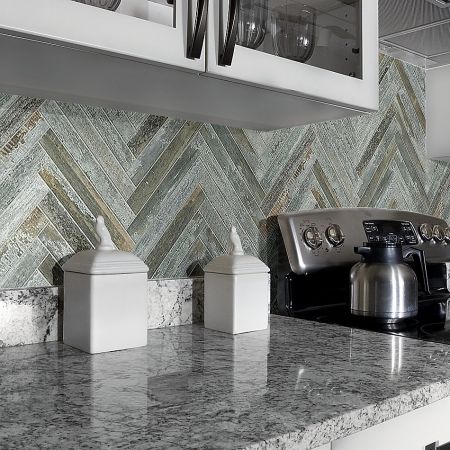 Shaw Floors Ceramic Solutions Fusion Herringbone Mosaic Steel