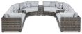 Harbor Court – Gray – 9-Piece Outdoor Sectional P459P4