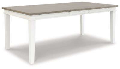 Nollicott – Whitewash / Light Gray – Rectangular Dining Room Butterfly Extension Table D597-35