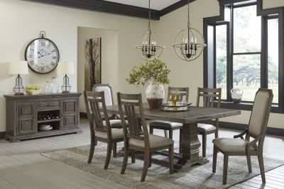 Wyndahl – Dark Brown – 8 Pc. – Extension Table, 4 Slatback Side Chairs, 2 Side Chairs D813/55T/55B/01(4)/02(2)