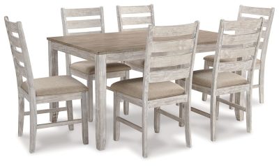 Skempton – White – Dining Room Table Set (Set of 7) D394-425