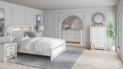 Altyra – White – 7 Pc. – Dresser, Mirror, Queen Panel Bookcase Bed, 2 Nightstands B2640/31/36/65/54/96/92(2)
