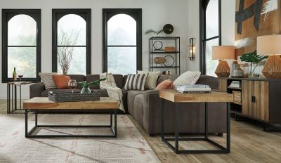 Allena – Gunmetal – 6 Pc. – Corner Chairs 5 Pc Sectional, Ottoman 21301/64/46(2)/77/65/08
