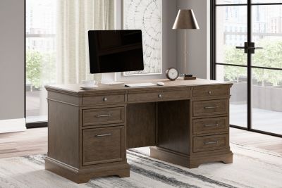 Janismore – Weathered Gray – Home Office Executive Desk H776/21L//21T/21R