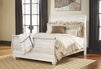 Willowton – Whitewash – Queen Sleigh Headboard With Faux Plank Design B267-77