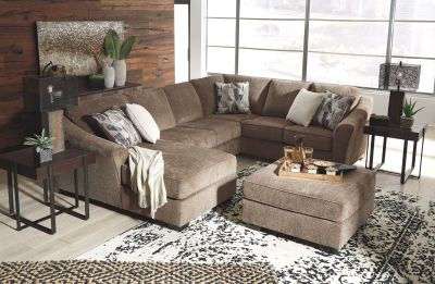 Graftin – Teak – 4 Pc. – Left Arm Facing Corner Chaise 3 Pc Sectional, Ottoman 91102/16/34/49/08