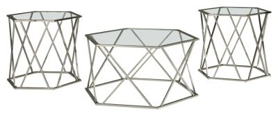 Madanere – Chrome Finish – Occasional Table Set (Set of 3) T015-13