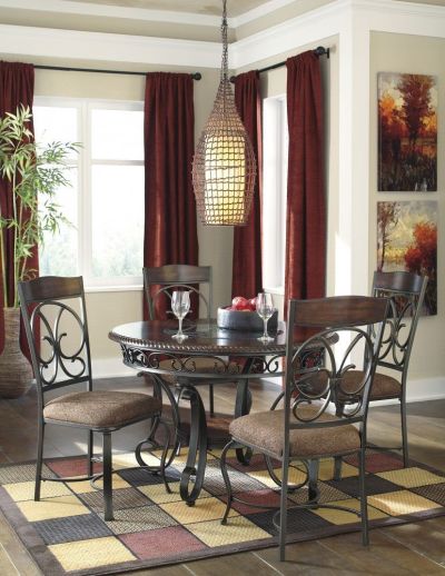 Glambrey – Brown – 5 Pc. – Dining Room Table, 4 Upholstered Side Chairs D329/15/01(4)