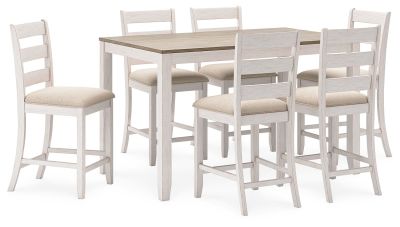Skempton – White / Light Brown – Counter Height Dining Table And Bar Stools (Set of 7) D394-423