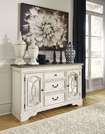 Realyn – Chipped White – Dining Room Server D743-60