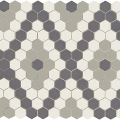 American Olean Unglazed Mosaics Ice White / Black / Lt Smoke Hexagon UNM-AO21