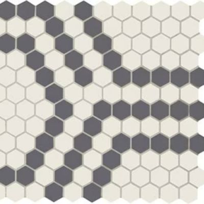 American Olean Unglazed Mosaics Ice White/Black Hex UNM-HX-AO18