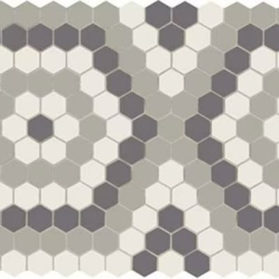 American Olean Unglazed Mosaics Ice White/Black/Light Smoke Hex Hexagon UNM-HX-AO19