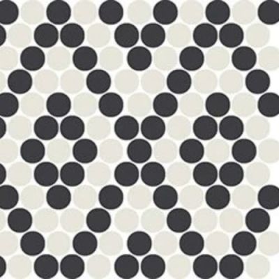 American Olean Unglazed Mosaics Ice White/Black Penny Rounds UNM-PR-0A97