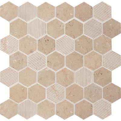 Daltile Limestone Collection Deco Corton Sable Hexagon L343-1224HEX