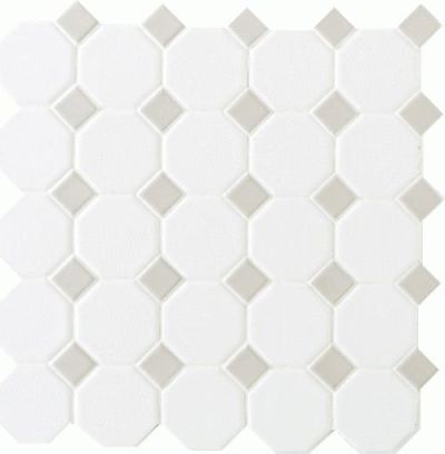 Daltile Octagon And Dot Matte White with 44 Gray Gloss Dot 65012OCT44MS1P2