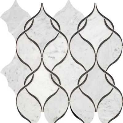 Daltile Lavaliere Deco Carrara White/Black Ant Mirror Intertwining Arabesque LV11
