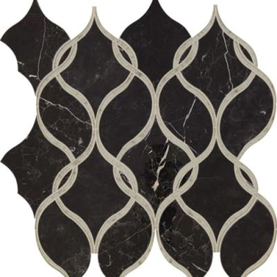 Daltile Lavaliere Deco Nero Marquina /Antique Mirror Intertwining Arabesque LV12