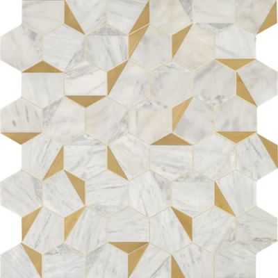 Daltile Lavaliere Deco Alluring White/Brass Illusionary LV28