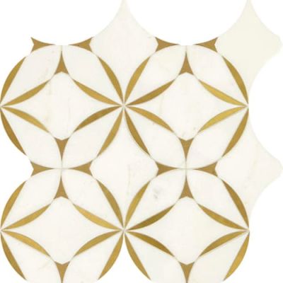 Daltile Lavaliere Deco Thassos White/ Brass Blossom LV31