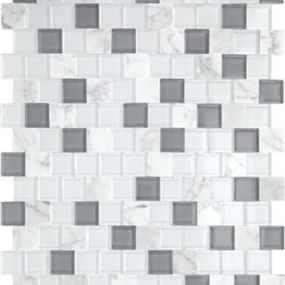 Daltile Perfit Mosaix Mosaic White Carrara & Glass Brick Joint 1×1 PT48