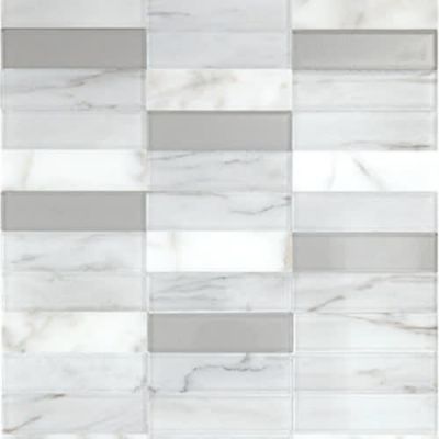 Daltile Perfit Mosaix Mosaic White Carrara & Glass Straight Stack PT52