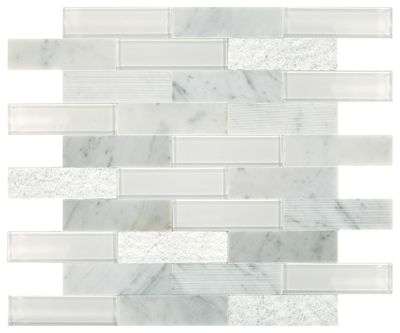 Daltile Simplystick Mosaix Carrara White and glass Blend SK16BKJ14SEMX