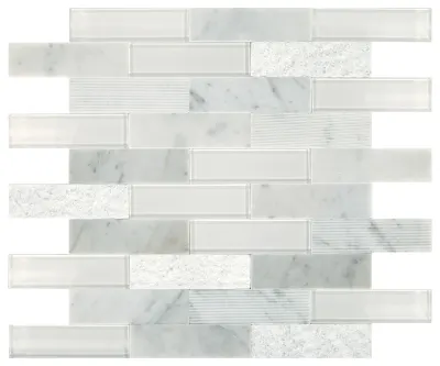 Daltile Simplystick Mosaix Carrara White and glass Blend SMPLYSTCKMSX_SK16_12X12_BM
